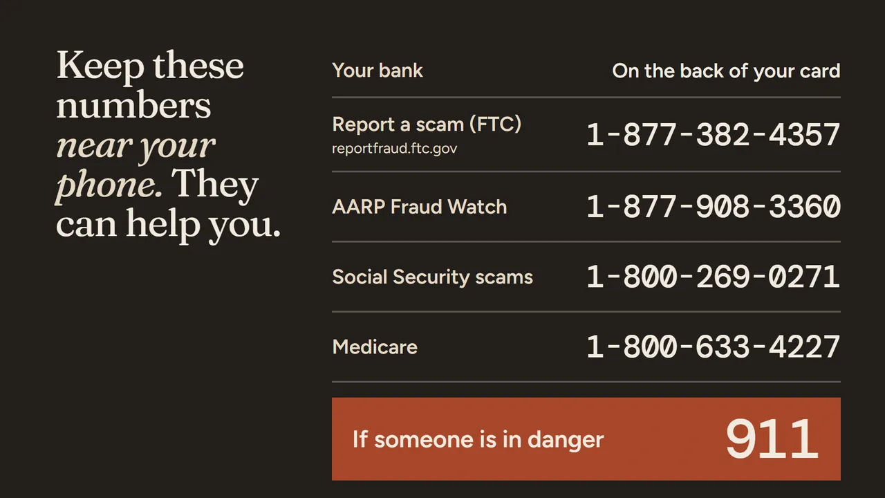 A later slide from Spotting scam calls and texts.